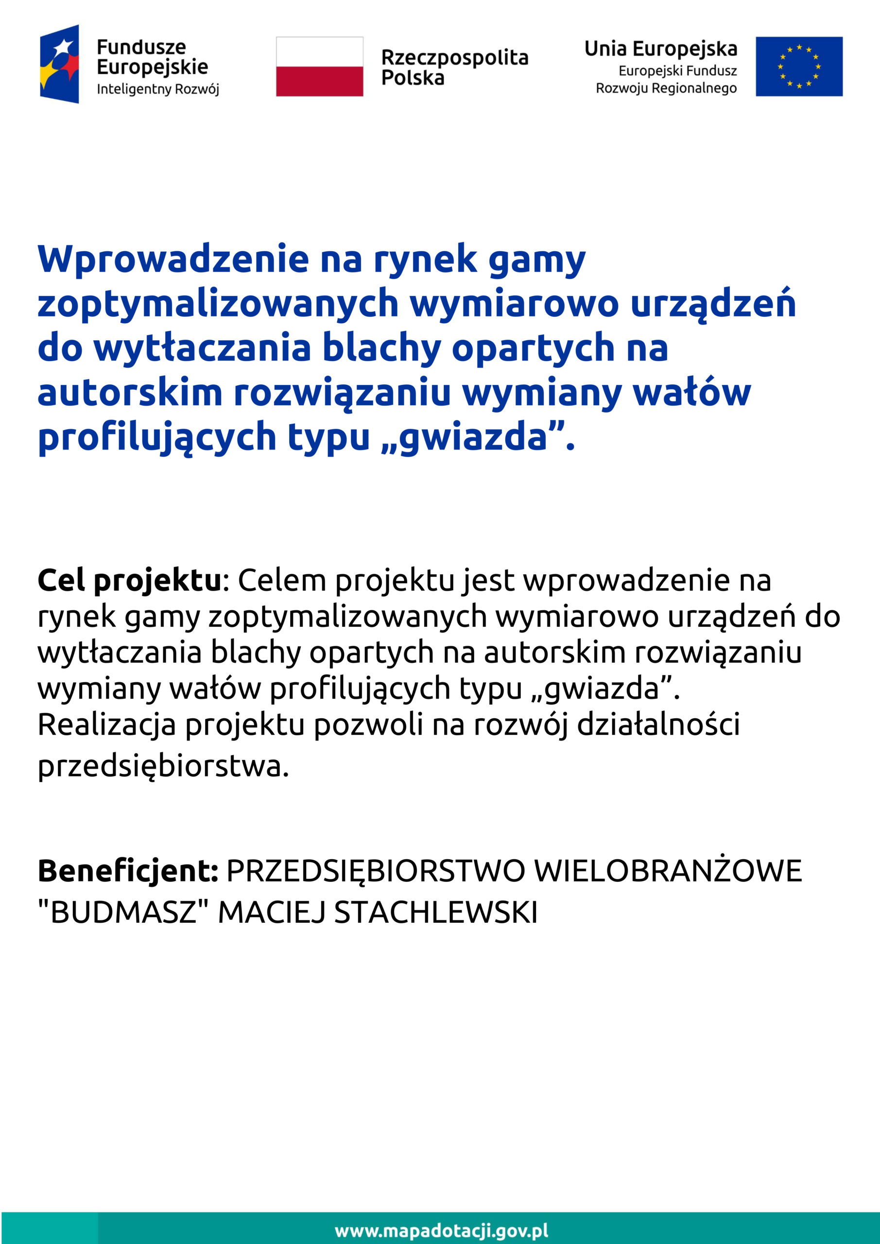 Plakat informacyjny projektu UE
